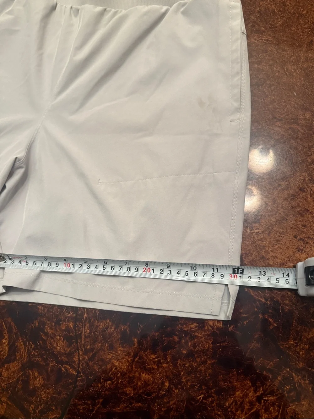 Fabletics Men's White Athletic Shorts with Black Waistband